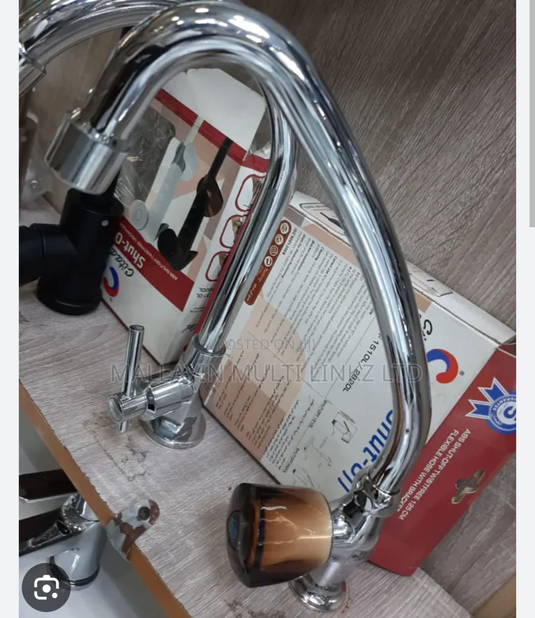 High-Arc Chrome Swan Neck Pillar Basin Mixer Tap with Shut-Off Valve